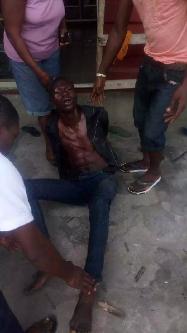 Thief Begs For His Life After Being Beaten By Angry Residents In Bayelsa.